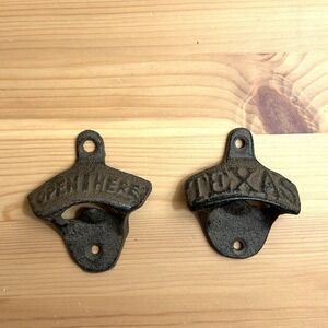 2 Texas Bottle Opener Rustic Cast Iron Wall Mount Lone Star State Man Cave Beer